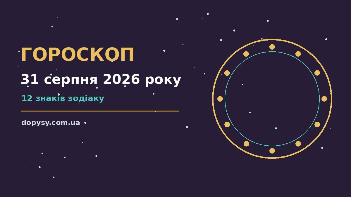 Гороскоп на 31 серпня 2026 року: детальний прогноз дня про настрій, справи та гроші