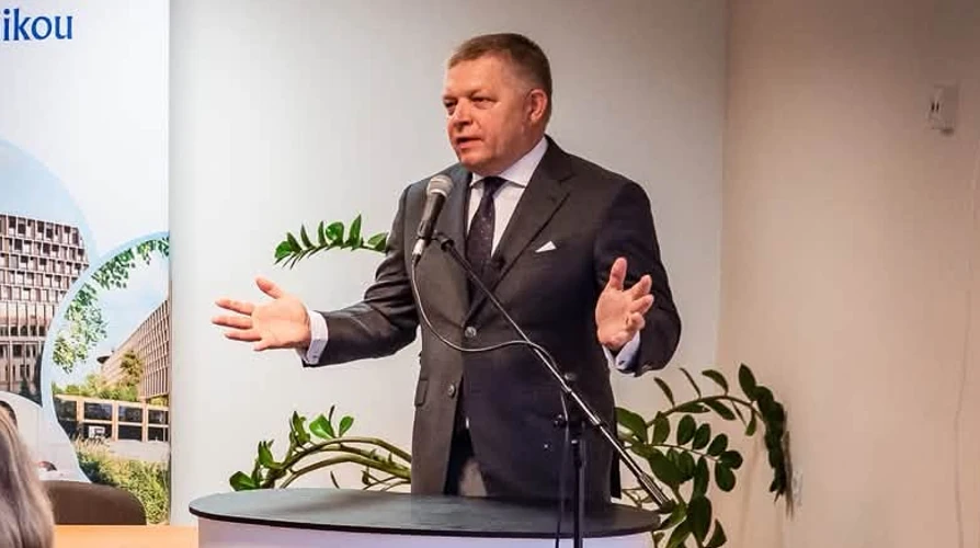 Прем'єр-міністр Словаччини Роберт Фіцо під час публічного виступу в Прешові